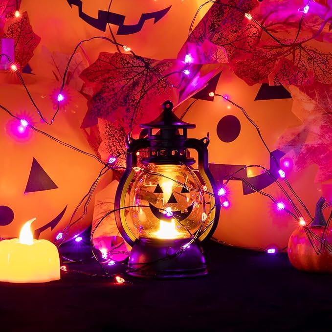 Halloween Fairy Lights 400FT 1200 LED Long Waterproof Plug in Purple and Orange LED String Lights with Remote 8 Modes for Indoor or Outdoor, Patio, Backyard,Garden