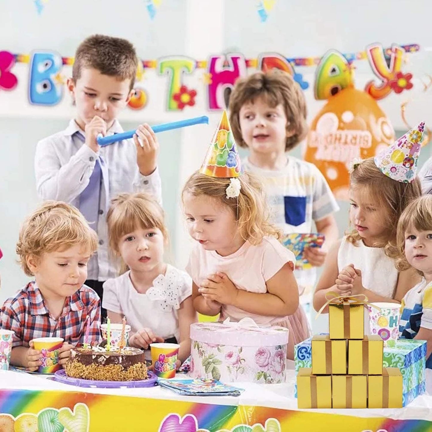 COTOPHER 25pcs Wedding Favor Boxes, Paper Gift Boxes 3x3x3 Inches Small Gift Boxes with Ribbons Small Boxes for Gifts, Crafting, Cupcake, Candy, Bridesmaid Proposal Boxes