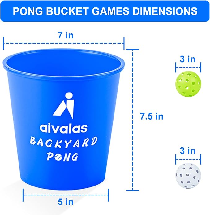Aivalas Yard Pong Outdoor Games Glow Set in Dark, Giant Yard Pong Game for Adults and Family with 12 Buckets, 4 Balls and a Carrying Bag, Giant Pong for Beach, Camping, Lawn and Backyard