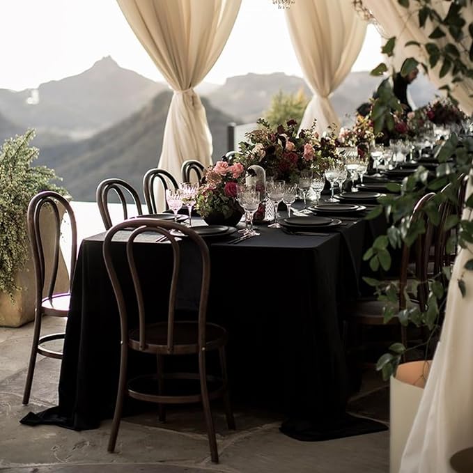 WIGENIUS 6 Pack Black Table Cloth Rectangle Tablecloths 60X102 Inch,Polyester Table Cloth for 6 Foot Rectangle Tables,Wrinkle Resistant Washable Fabric Table Covers for Party,Wedding Banquet