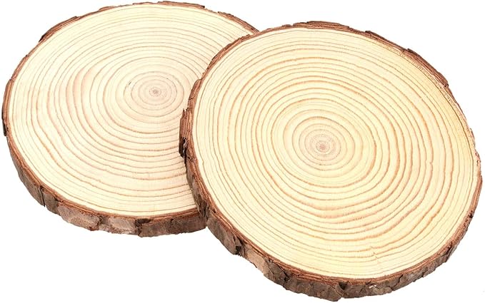 15 Pack 6-7 Inch Natural Wood Slices for Crafts, Unfinished Wood Slices with Bark 0.6 Inch Thick Wood Rounds Wooden Coasters for Crafts, Ornaments, Decorations
