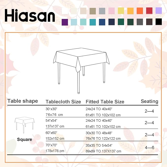 Hiasan Rust Tablecloth for Square Tables - Waterproof and Spillproof Washable Fabric Thanksgiving Autumn Harvest Fall Table Cloth for Dining Room Kitchen Party, 60 x 60 Inch