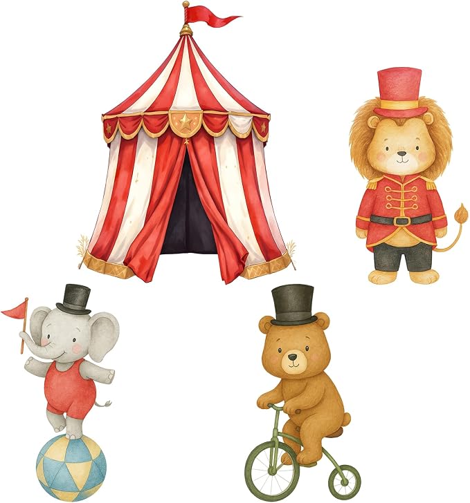 Honoson 4 Pcs Large 30" Circus Animal Cardboard Cutouts, Carnival Theme Party Yard Signs Decoration Backdrop for Circus Theme Party Supplies Birthday Baby Shower Lawn Decor