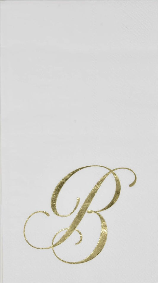 B Monogram Guest Napkins 100 Pack Initial Letter Personalized Napkins Paper Disposable Bathroom Towels Wedding Party Table Decor Supplies