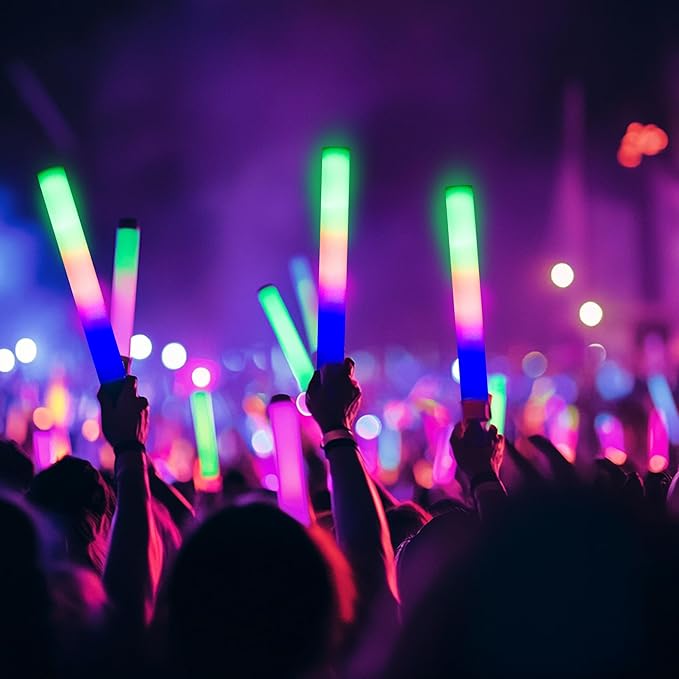 130-Pack White Foam Sticks for Weddings - Bulk LED Light Up Party Glow Wands, Reception Props - Glow Sticks for Adults, Dance, Concerts, Raves.