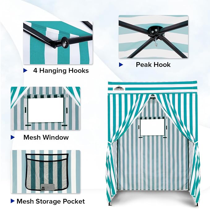 EAGLE PEAK 4x4 Pop Up Changing Tent, Flat Top Changing Room, White/Light Blue
