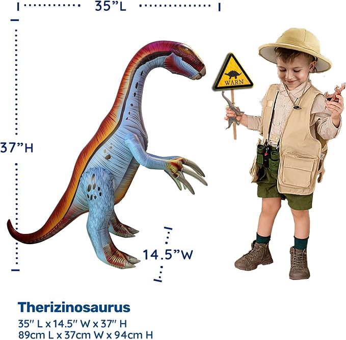 HOHQB 3 Inflatable Dinosaur Jurassic Birthday Party Supplies Giant Blow up Dinosaur Birthday Decorations Balloons for Kids (Plesiosaur Tyrannosaurus Therizinosaurus)
