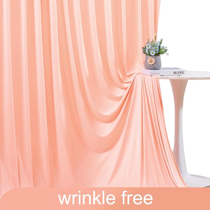 Peach Backdrop Curtain for Parties Baby Shower Wrinkle Free Peach Photo Curtains Backdrop Drapes Fabric Decoration for Wedding Birthday Party 5ft x 7ft,2 Panels