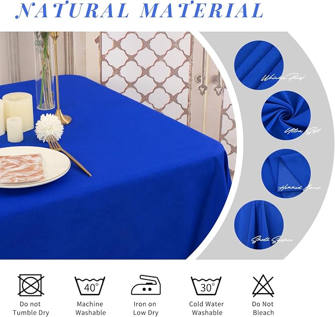 YMHPRIDE 6 Pack Royal Blue Polyester Tablecloths, 60 x 102 inch, Rectangular, Wrinkle Resistant, Machine Washable, Perfect for 6FT Tables, Wedding, Party, Banquet