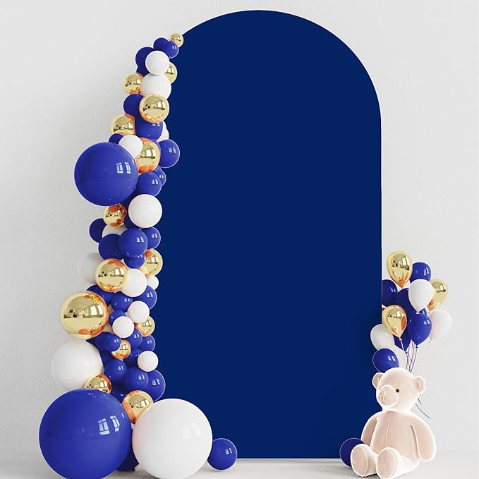 Wokceer 7.2FT Spandex Fitted Wedding Arch Stand Cover Round Top Chiara Arch Backdrop for Birthday Party Ceremony Banquet Decoration Royal Blue