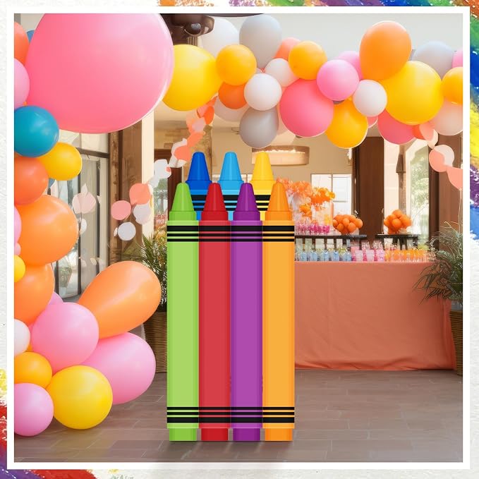 Amyhill 5 ft Coloring Crayons Cardboard Cutout Stand Up Life-Size Drawing Cardboard Cutout Back to Party Decorations First Day Photo Booth Standup for Welcome Party Supplies