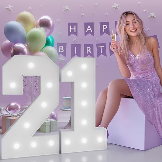 Number 21 Marquee Numbers 3 Feet Tall, 21st Birthday Decorations for Women Men, 21 Light Up Number for Party Large 21 Light Up Sign for Birthday Anniversary Decor