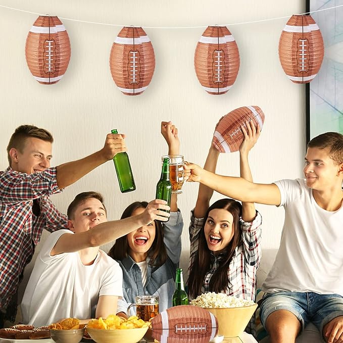 Football Paper Lanterns, Football Birthday Party Decorations,Football Party favors for Outdoor Backyard Sports Game Prizes Football Game Day Easy Joy 3 PCS 12''