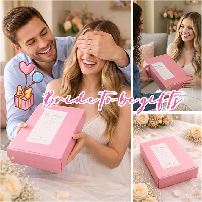 WOVOWOVO Bridal Shower Gifts for Bride To Be: Bachelorette Party Accessories Wedding Gifts - Bride Sash, Makeup Bag, Hair Clip, White Hair Bow, Sunglasses and Facial Headband