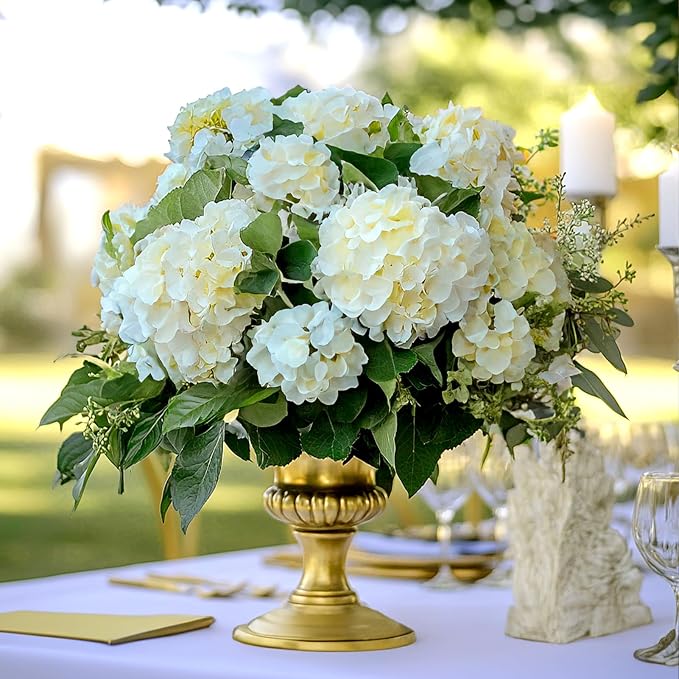 Auihiay 304PCS Hydrangea Artificial Flowers Bulk, Silk Artificial Hydrangea Flowers Heads with Stems, Faux Hydrangea Flowers for Home Table Centerpieces Wedding Arch Party Decoration (Champagne)
