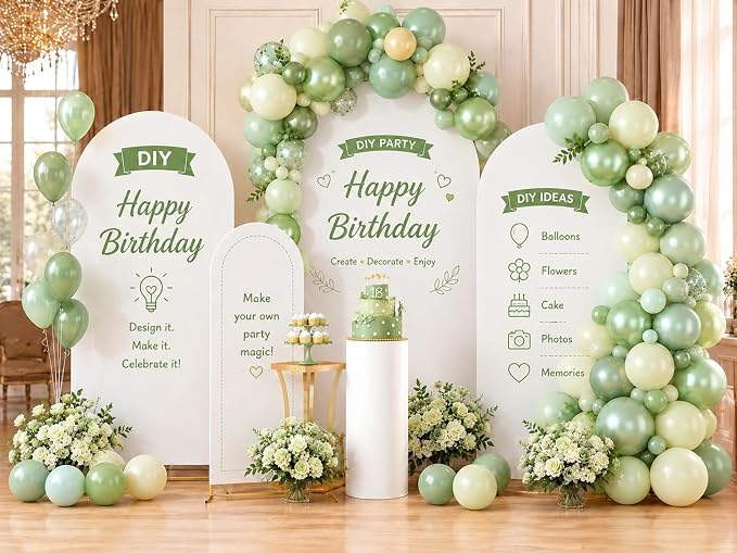 Metal Arch Backdrop Stand Set (7.2 ft + 6 ft), Wedding Arch Frame, Stable Backdrop Stand with Square Base Ground Pegs, Suitable for Birthday Parties, Baby Shower Wreath Decorations (2-Piece Set)