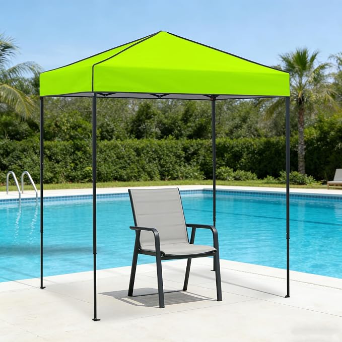6x4 Pop Up Canopy Tent, Instant Portable Beach Canopy, Outdoor Tent with Carry Bag for Camping, Sports, Tailgating, Events, Neon Green