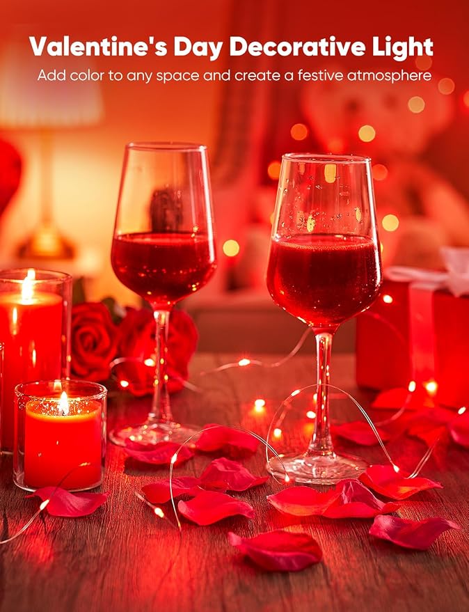 Brightown 12 Pack LED Fairy Lights, Waterproof, Red, 7 Feet, 20 LEDs, Battery Operated, Flexible Silver Wire, Safe, Energy Saving, Long-Lasting, Indoor and Outdoor Use
