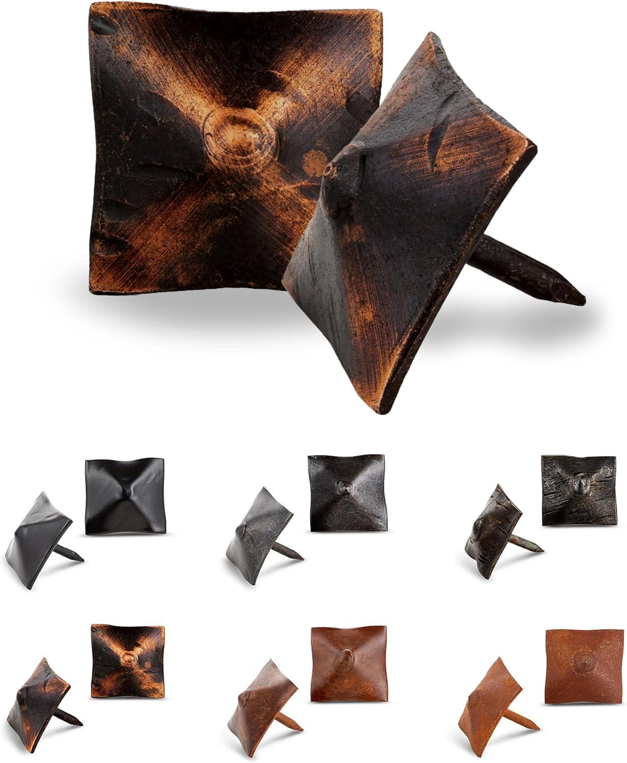 100 Pack 1" Square Head Iron Clavos Decorative Nails – Oil Rubbed Bronze – Handmade Rustic Square Fasteners for Farmhouse Shutter, Barn Door, Shutters, and Gates – Ornamental Wood Accent