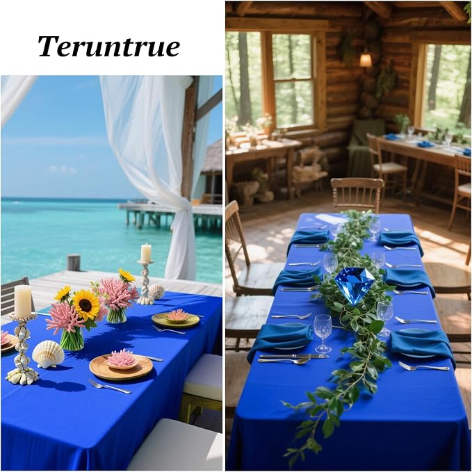 Teruntrue 12 Packs Royal Blue Tablecloths 60x102 inch Rectangle Table Cloth for 6 Foot Rectangle Tables, Washable Polyester Fabric for Wedding Parties Dinner Table Decorative, Royal Blue