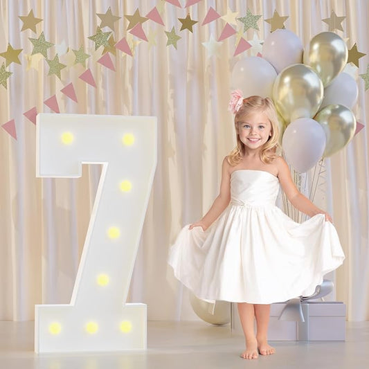 7th Birthday Decorations Marquee Numbers, 2.3FT Large Light up Number 7 for Birthday Decorations, Number 7 Light up Numbers for Party Anniversary Decor Sign