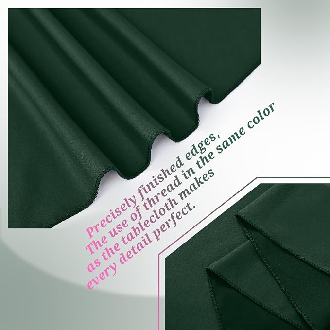 Teruntrue 12 Packs Hunter Green Round Tablecloths 120 inch Round Table Cloth, Washable Polyester Fabric for Wedding Parties Banquet Holiday Dinner Table Decorative, Hunter Green