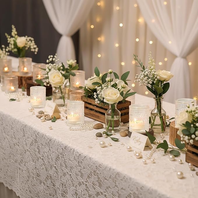 30 Pcs Clear Votive Candle Holders, Votive Candle Holders with Polka Dot Embossed for Table Centerpiece, Tealight Candle Holder for Weddings, Home Decor, Baby Shower, Special Occasions
