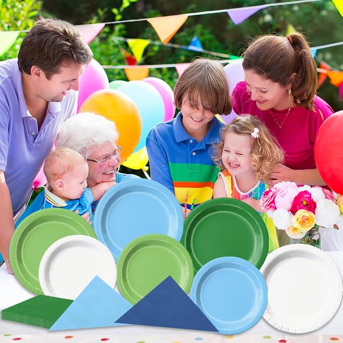 CMUSKO Golf Party Decorations - 60Pcs Blue Green Plates & Napkins Set Hole in One Golf Themed Tableware for Birthday,Baby Shower