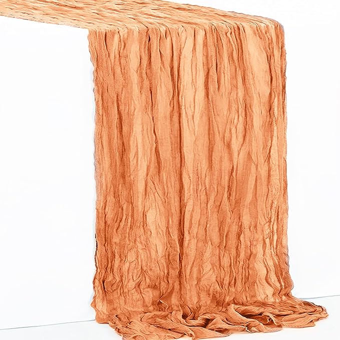 6 Pack Coral Cheesecloth Table Runner 35x120 Inch 10Ft Rustic Gauze Cheese Cloth Table Runner Sheer Cheesecloth Table Runners for Wedding Party Bridal Shower Decoration