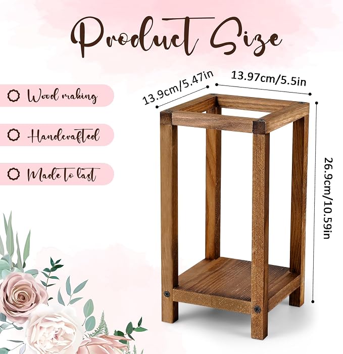 Geelin 10 Pcs Wooden Wedding Lantern Centerpiece Candle Lantern Table Wooden Candle Holder Decorative for Wedding Party Table Valentine Decor(10.59 in,Brown)