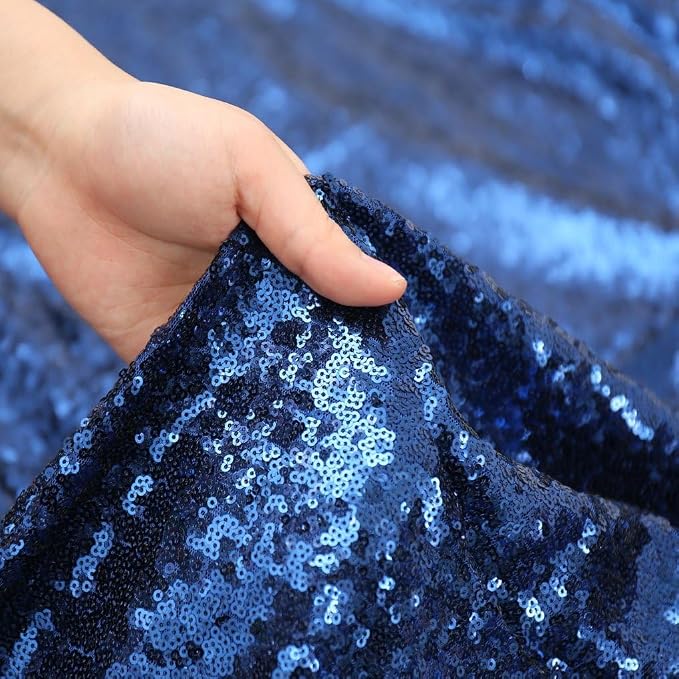 PartyDelight Navy Blue Sequin Backdrop Curtains 6x8ft | 3mm stitched sequin curtain with 4 inch rod pocket for 6x8ft photo booth wall ceremony backdrop party wall and stage display