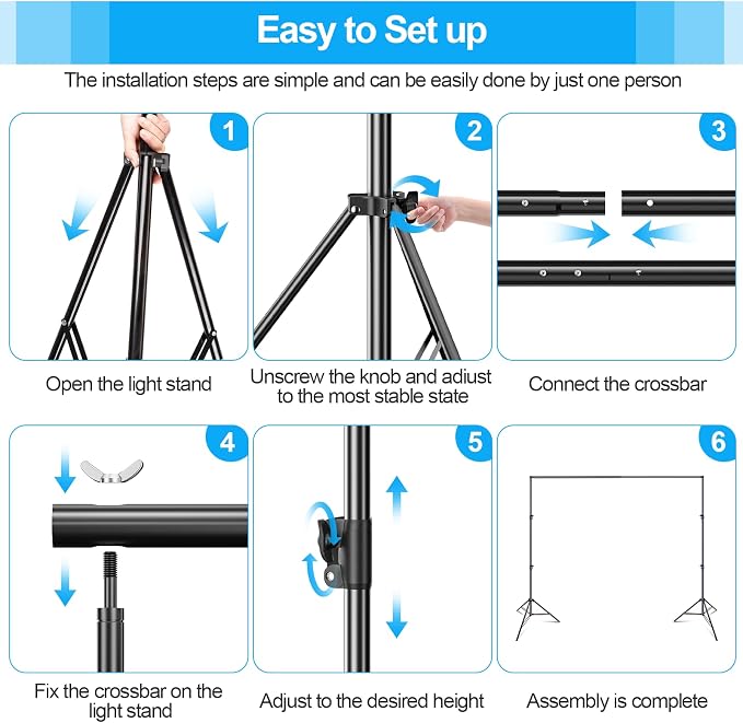 EMART Heavy Duty Backdrop Stand, 10 x 10ft Adjustable Photo Background Support System Kit with Carry Bag for Photography