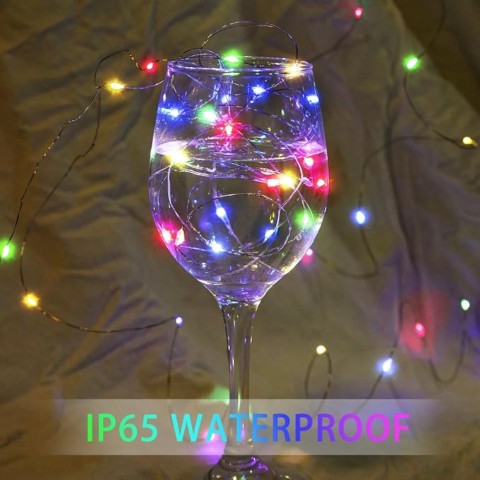 100 Pack Fairy Lights 7Ft 20 LED Twinkle String Lights 3 Modes Battery Operated Waterproof Firefly Starry for Mason Jar Party Wedding Christmas Valentines Day Table Centerpieces,Multicolor