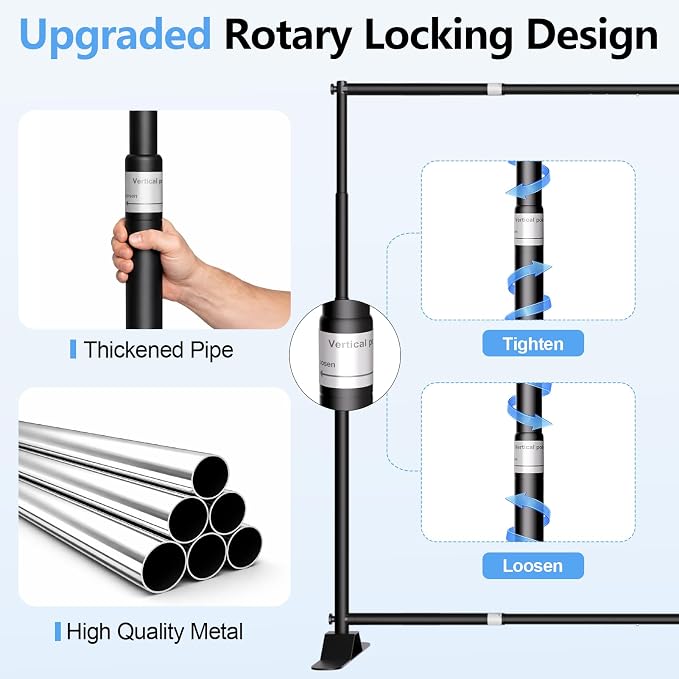 10 x 10FT Backdrop Banner Stand, Heavy Duty Adjustable Photo Background Support Frame Kit, Step and Repeat Stand for Photo Booth, Parties, Exhibition, Trade Show, Wedding