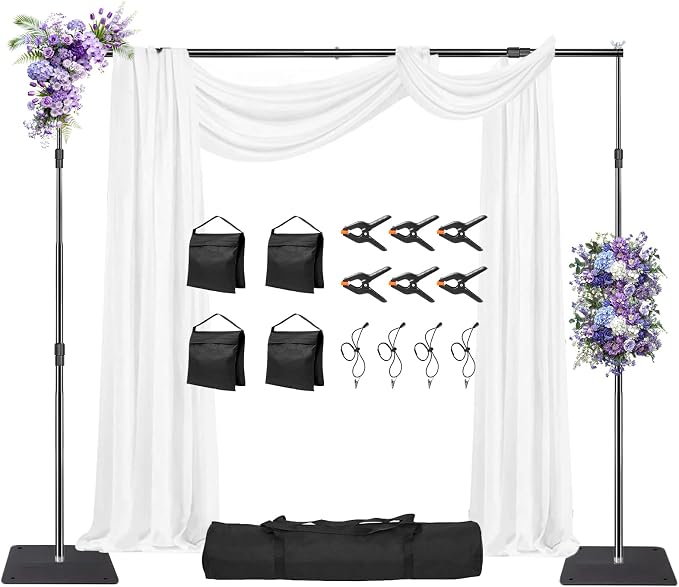 Heavy Backdrop Stand Kit, 10x10 ft Adjustable Photographic Background Stand Support System Kit, Suitable for Professional Photography, Wedding, Family Celebration, Party, Birthday