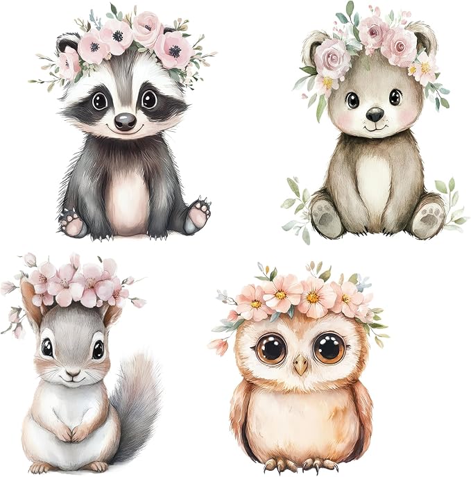 Honoson 4 Pcs Large 22" x 30" Forest Animal Baby Shower Cardboard Cutouts, Bunny Bear Spring Woodland Wild Creature Party Decoration Yard Signs for Birthday Party Supplies Lawn Decor