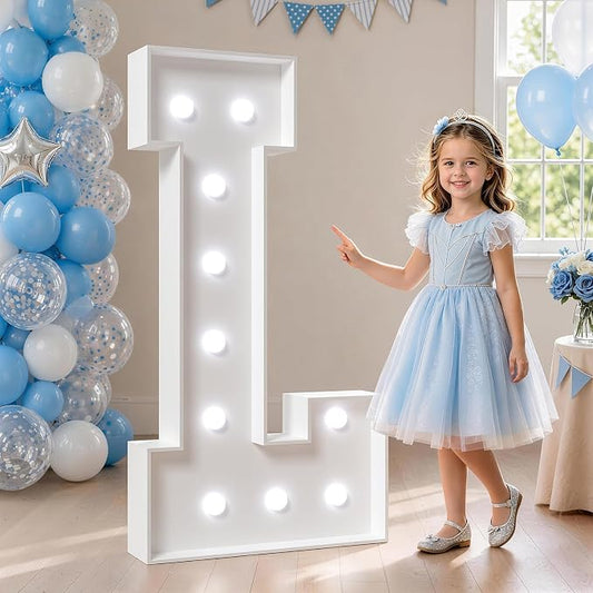 Marquee Letters, Cool Light Marquee Lights L, Large Letters for Birthday, Anniversary, Wedding Decor (DIY Kit) 25pcs Accessory Set