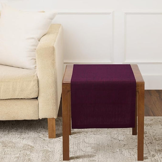 Solino Home Linen Small Table Runner 36 Inches - Athena, 100% Pure Linen Chambray Burgundy Table Runner 14 x 36 Inch Ideal for Dresser and Coffee Tables - Mothers Day