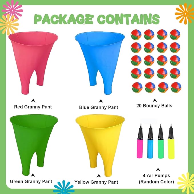 Granny Pants Yard Game,Granny Pants Outdoor Game Tossing Games with Bouncy Balls & Pump for Backyard Parties Field Day Fun Family Adults