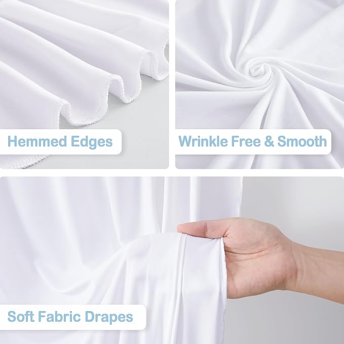 4 Panels White Backdrop Curtains - Wrinkle Free Fabric Backdrop Curtain for Photoshoot,10ft Wedding Party Photo Backdrop Drapes for Birthday Baby Shower Photography Stage Background Decorations