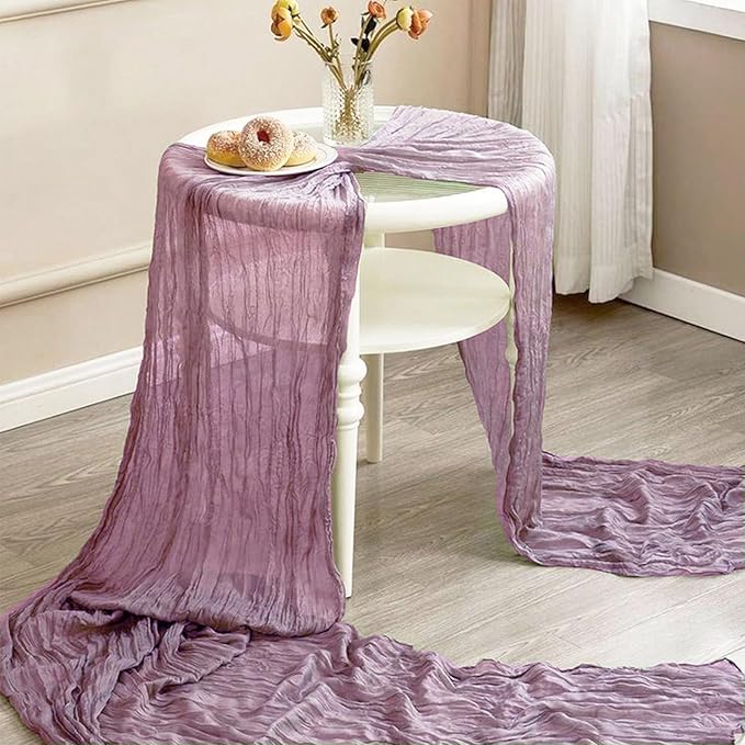 6Pack Lavender Cheesecloth Table Runner 10Ft Gauze Table Runner Lavender Cheese Cloth Table Runners Long Sheer Fabric Tablerunners for Wedding Party Bridal Shower Thanksgiving Christmas
