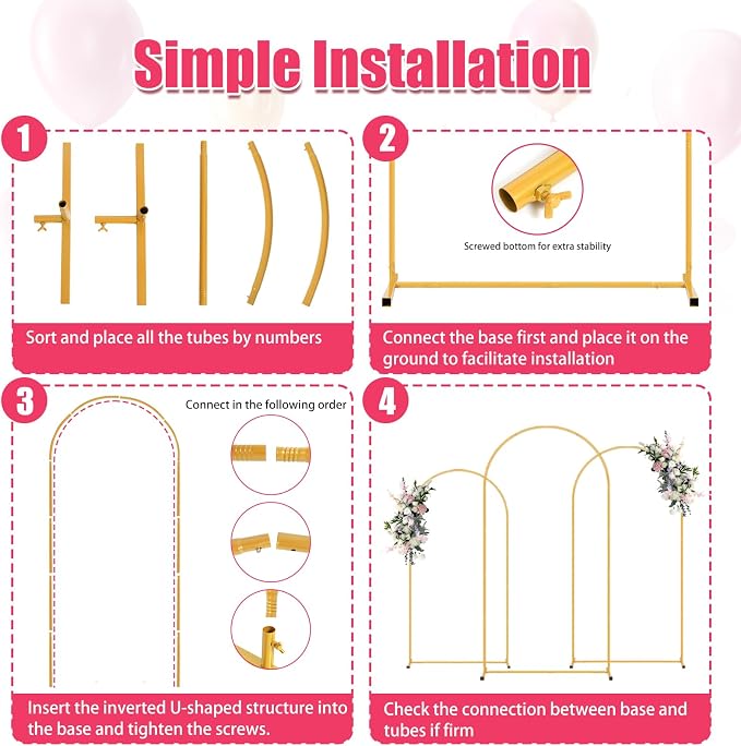 6FT Arch Backdrop Stand and White Cover Set,Wedding Arch Backdrop Stand,Balloon Arch Stand Metal Frame for Wedding Birthday Baby Shower Party Garland Ceremony Decor