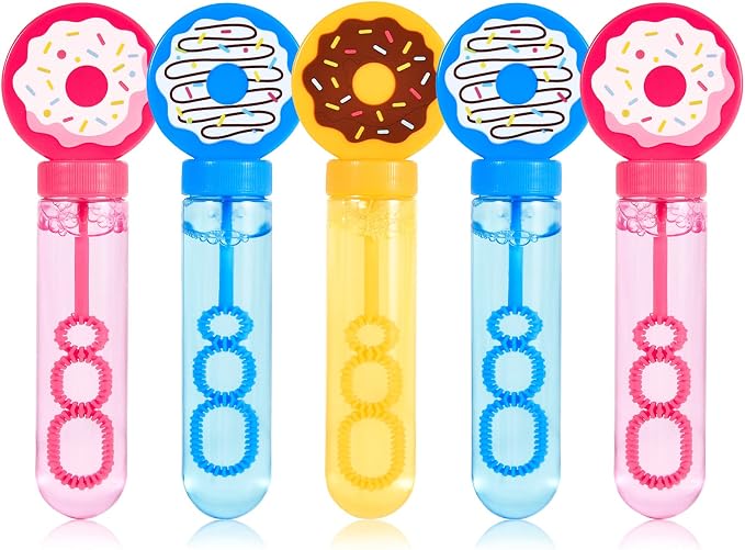 Winrayk Donut Bubble Wands for Kids Party Favors, 24 Large Bubbles Bulk, Carnival Prizes Easter Goody Bag Stuffers Pinata Filler Birthday Gift, Girls Boys Summer Beach Outdoor Toys Donut Party Favors