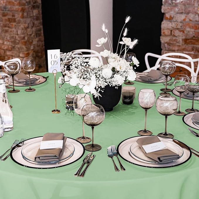 YMHPRIDE 6 Pack Round Tablecloth Sage Green Table Cloths 90 Inch Polyester Round Tablecloth,Sage Green Tablecloths Round 90 inch Washable Fabric Table Covers for Wedding,Party,Dining,Banquet