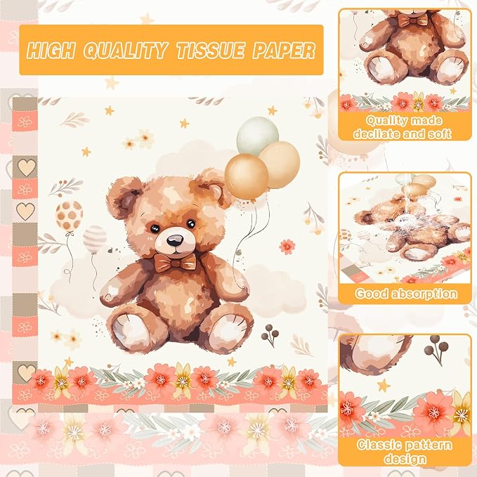 140pcs Gold Bear Birthday Party Decorations Tableware, Bear Table Centerpieces Party Supplies for Pets Lets Pawty Tableware Set Plates Napkins Cups Forks Knives for 20 Guests