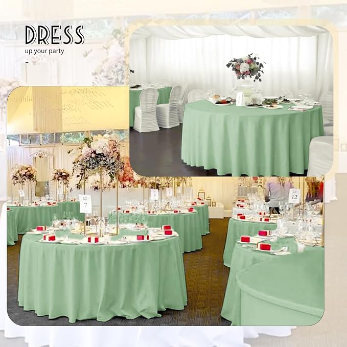 YMHPRIDE 6 Pack Round Tablecloth Sage Green Table Cloths 90 Inch Polyester Round Tablecloth,Sage Green Tablecloths Round 90 inch Washable Fabric Table Covers for Wedding,Party,Dining,Banquet