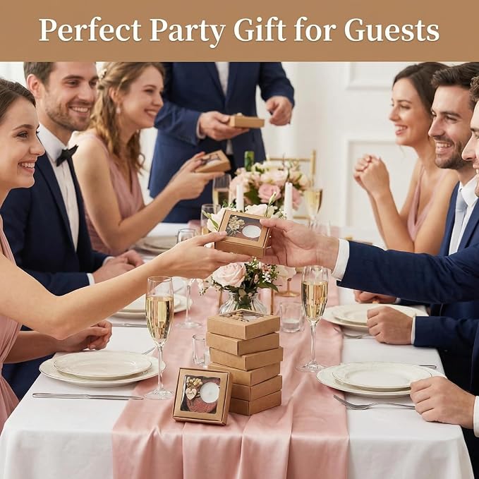 12 Pcs Wedding Candles Favors Rustic Wood Heart Candle Holders Bridal Shower Thank You Gifts for Guest Anniversary,Engagement Party Favors Decor (Deep Wood Color)