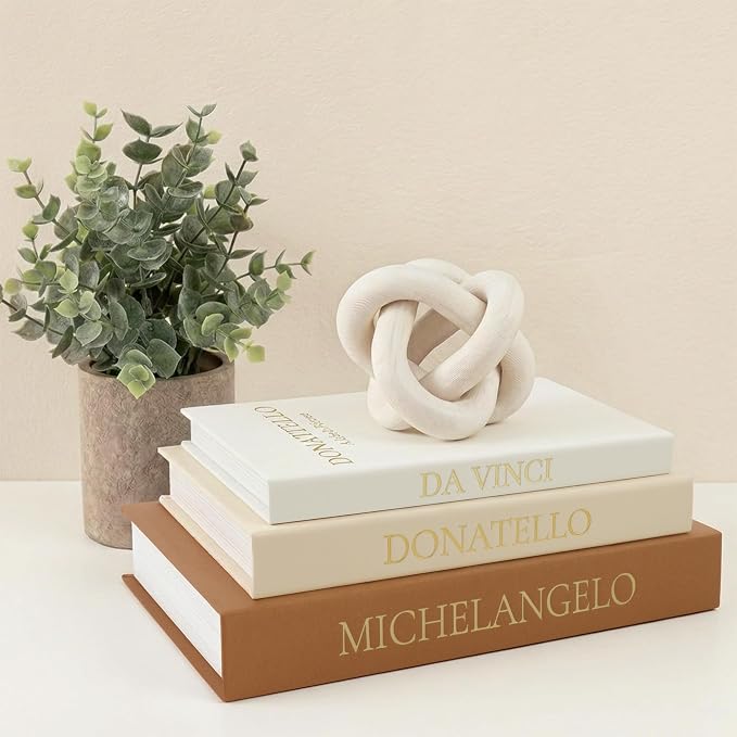 3-Piece Linen Decorative Book Box Set, Fabric Covered Fake Books for Shelf Decor, Modern Aesthetic Storage Books with Secret Compartment, Neutral Home Decor (Terracotta-Beige-White)
