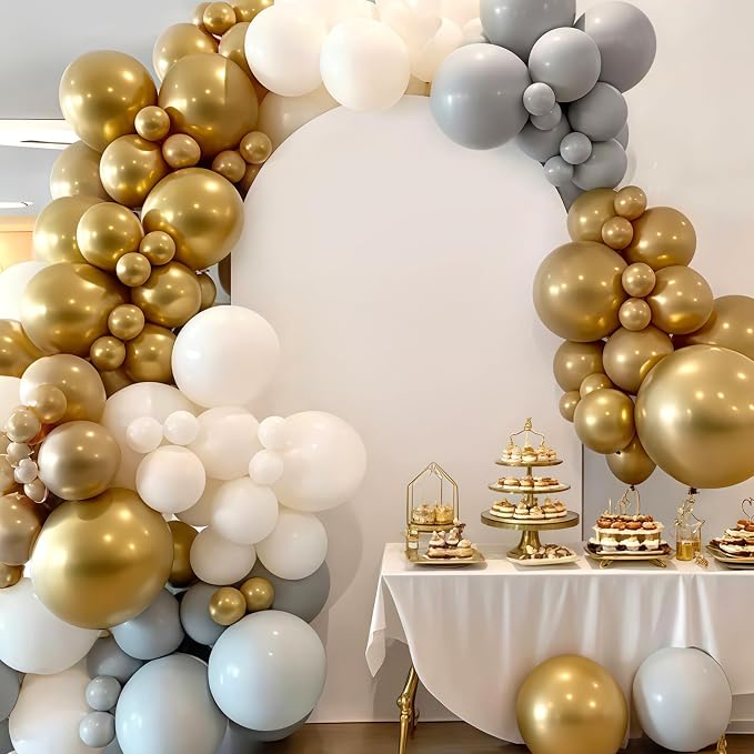 Metal Arch Backdrop Stand and Cover Set, 7.2 FT Balloon Arch Backdrop Stand Arch Covers Stretchy Backdrop for Birthday Party Baby Shower Wedding Ceremony Event Decorations