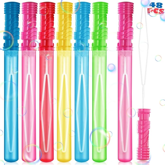 AuroTops 48PCS 15'' Big Bubble Wands Bulk, Assorted Colors Bubble kit, Bubble Party Favor for Kids, Summer Indoor/Outdoor Activities, Easter, Goodie Bags, Birthday, Carnival Prizes, Wedding